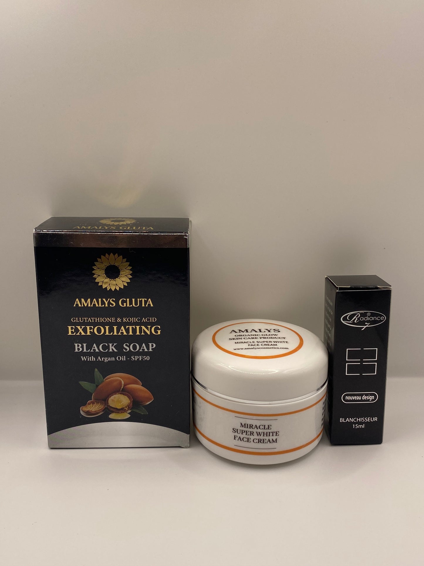 Miracle Face Cream, Black Soap and Radiance 7 Lightening Repair Serum