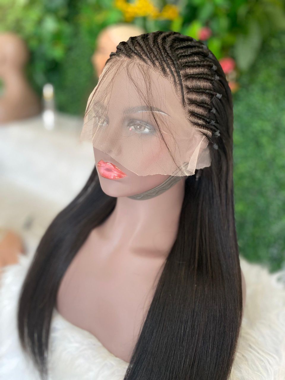 26 inch Lace front braids wig. Raw virgin hair