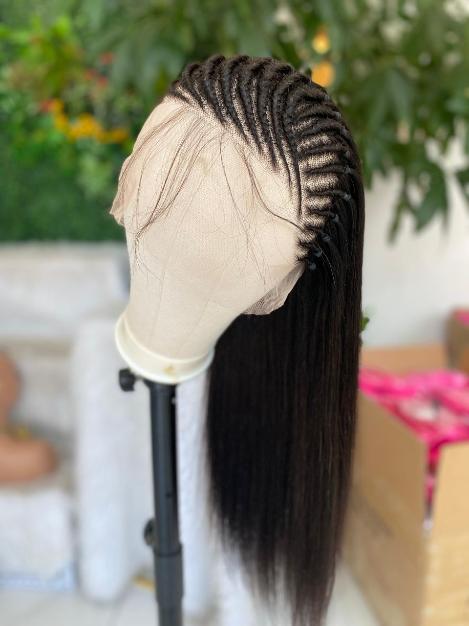 26 inch Lace front braids wig. Raw virgin hair