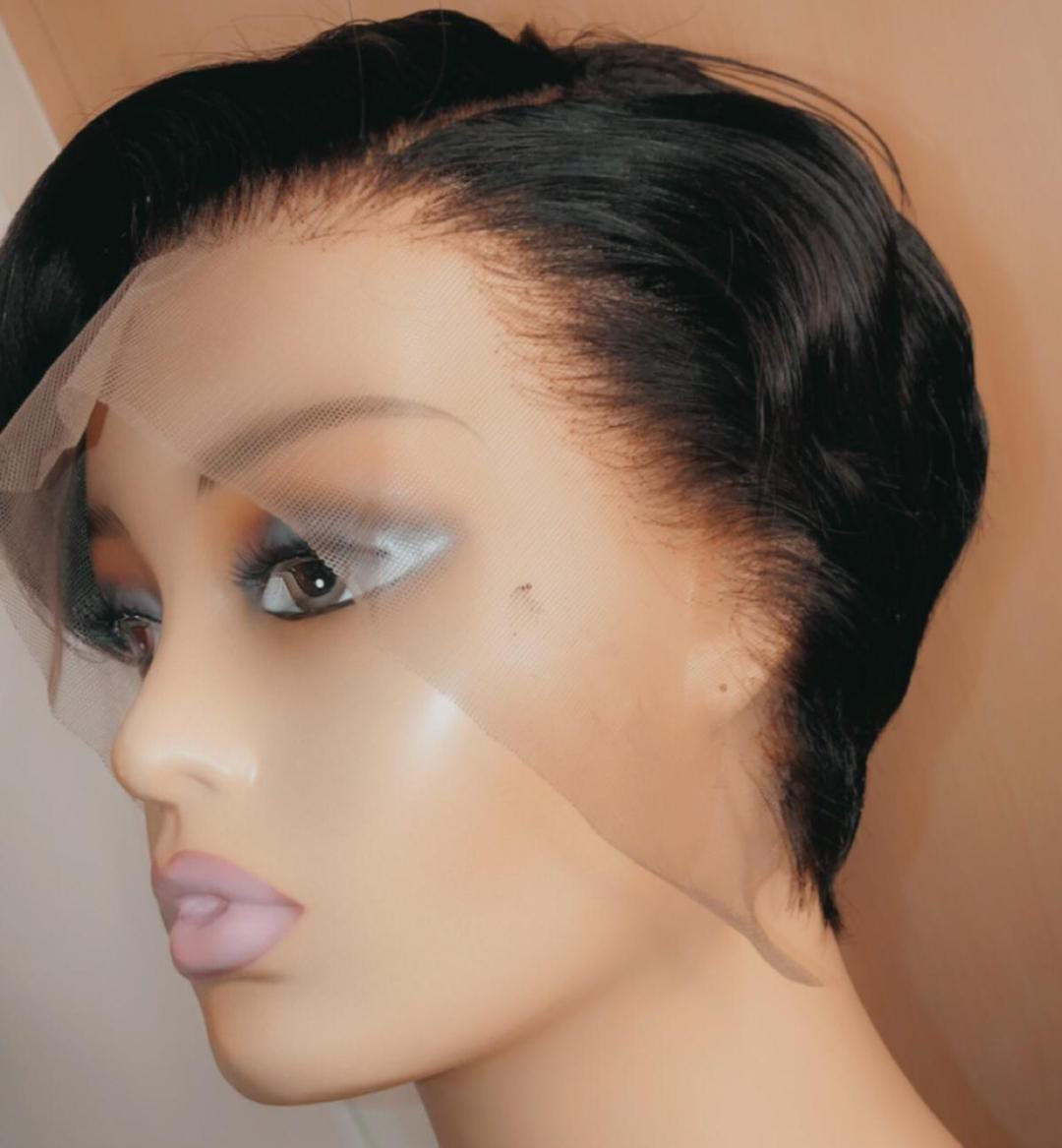 Elegant Pixie cut  lace frontal wig, raw virgin hair.