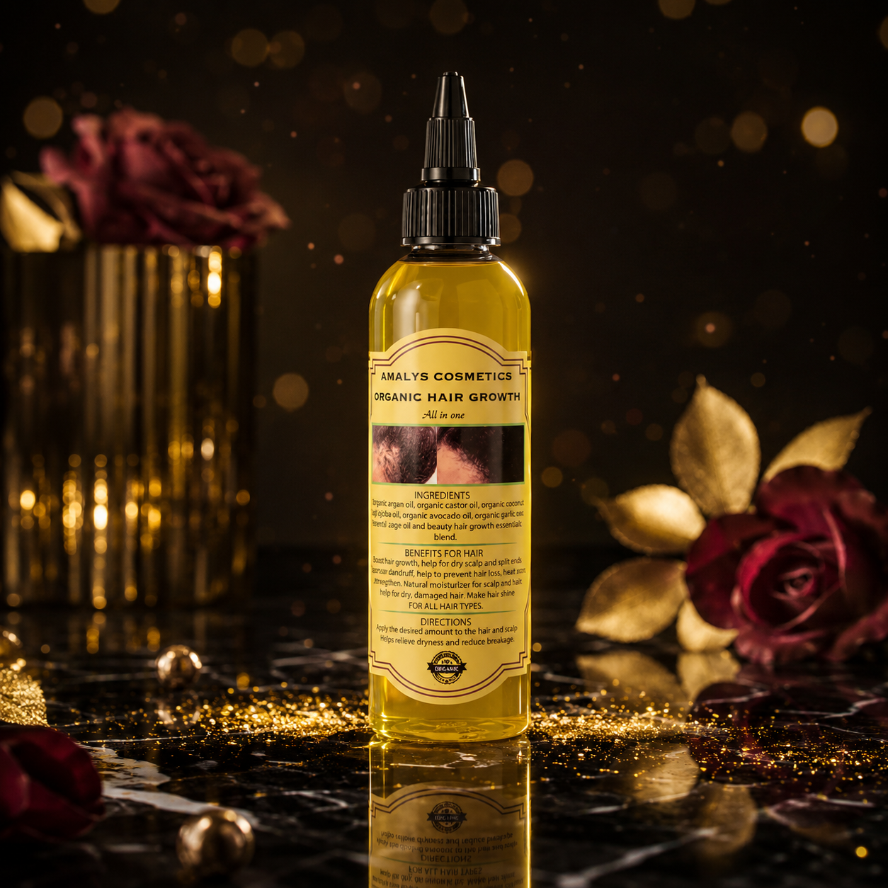 Amalys Cosmetics Organic Hair Growth Oil – All in One, All Hair Types Image