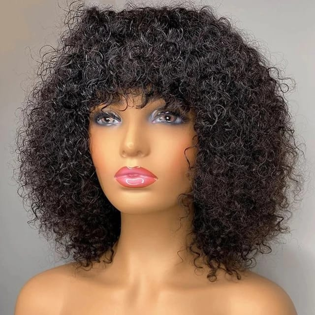 Curly Fringe Wig – Raw 100% Human Hair 280 Density