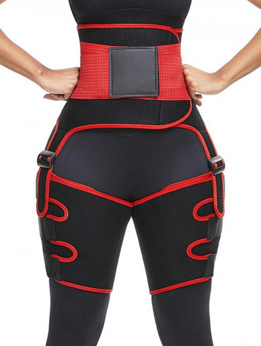 Red Neoprene Adjustable Thigh & Waist Trainer